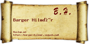 Barger Hilmár névjegykártya